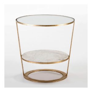 thai natura glass, marble, white and gold metal side table