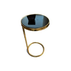 black glass side table plus gold metal
