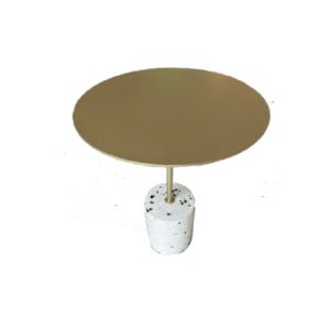 thai natura side table in gold metal and terrazzo